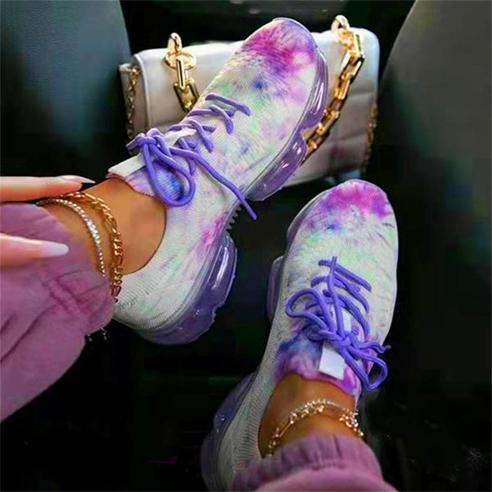 'Just Breathe' Mesh Sneakers Purple Tye Dye 11 Shoes by Bling Addict | BlingxAddict