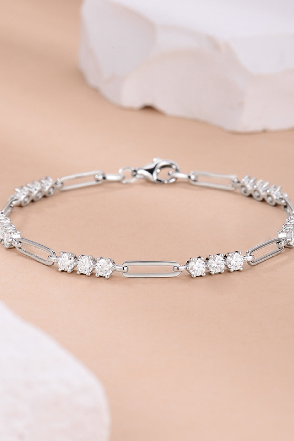 1.8 Carat Moissanite 925 Sterling Silver Bracelet Silver One Size Bracelets by Trendsi | BlingxAddict