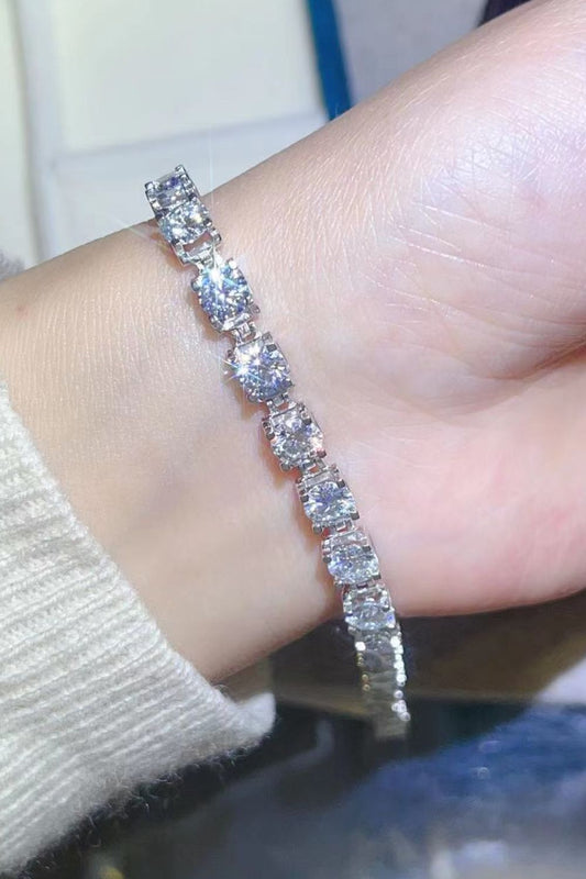 10 Carat Moissanite Platinum-Plated Bracelet Silver One Size by Trendsi | BlingxAddict