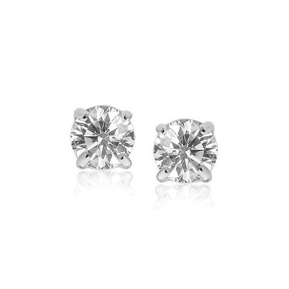 14k White Gold Stud Earrings with White Hue Faceted Cubic Zirconia ELECTRONICS by MerchMixer | BlingxAddict