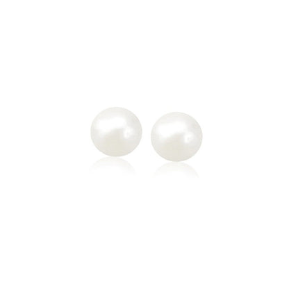 14k Yellow Gold Freshwater Cultured White Pearl Stud Earrings (6.0 mm) ELECTRONICS by MerchMixer | BlingxAddict