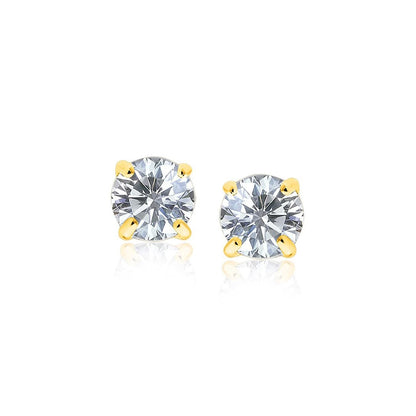 14k Yellow Gold Stud Earrings with White Hue Faceted Cubic Zirconia ELECTRONICS by MerchMixer | BlingxAddict