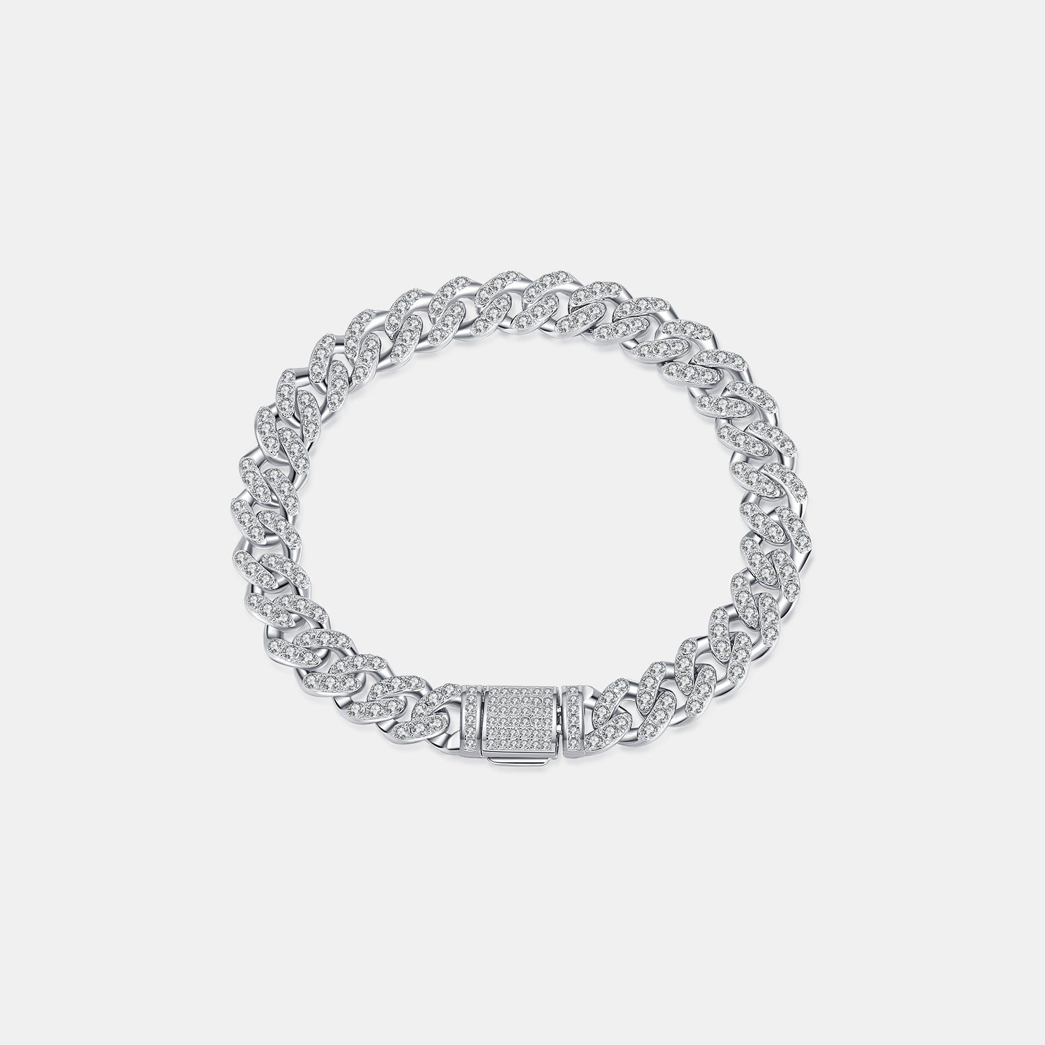 ‘Chilled’ 4.63 Carat Moissanite 925 Sterling Silver Curb Braceler Silver One Size by Trendsi | BlingxAddict