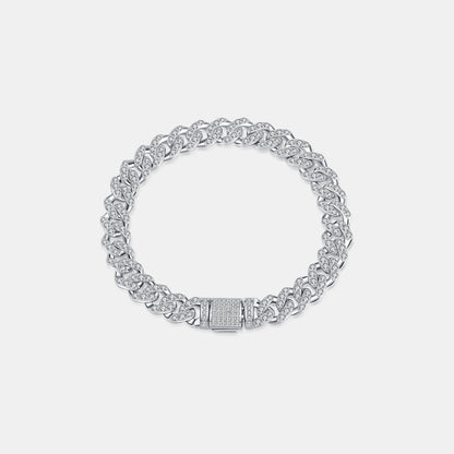 ‘Chilled’ 4.63 Carat Moissanite 925 Sterling Silver Curb Braceler Silver One Size by Trendsi | BlingxAddict