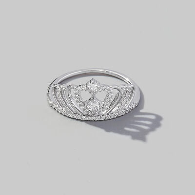 Crown Shape Zircon 925 Sterling Silver Ring Silver 6 Jewelry by Trendsi | BlingxAddict