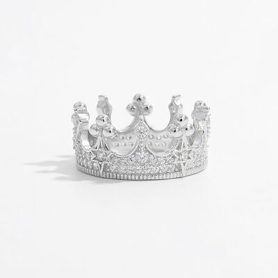 Crown Shape Zircon 925 Sterling Silver Ring Silver 6 Jewelry by Trendsi | BlingxAddict
