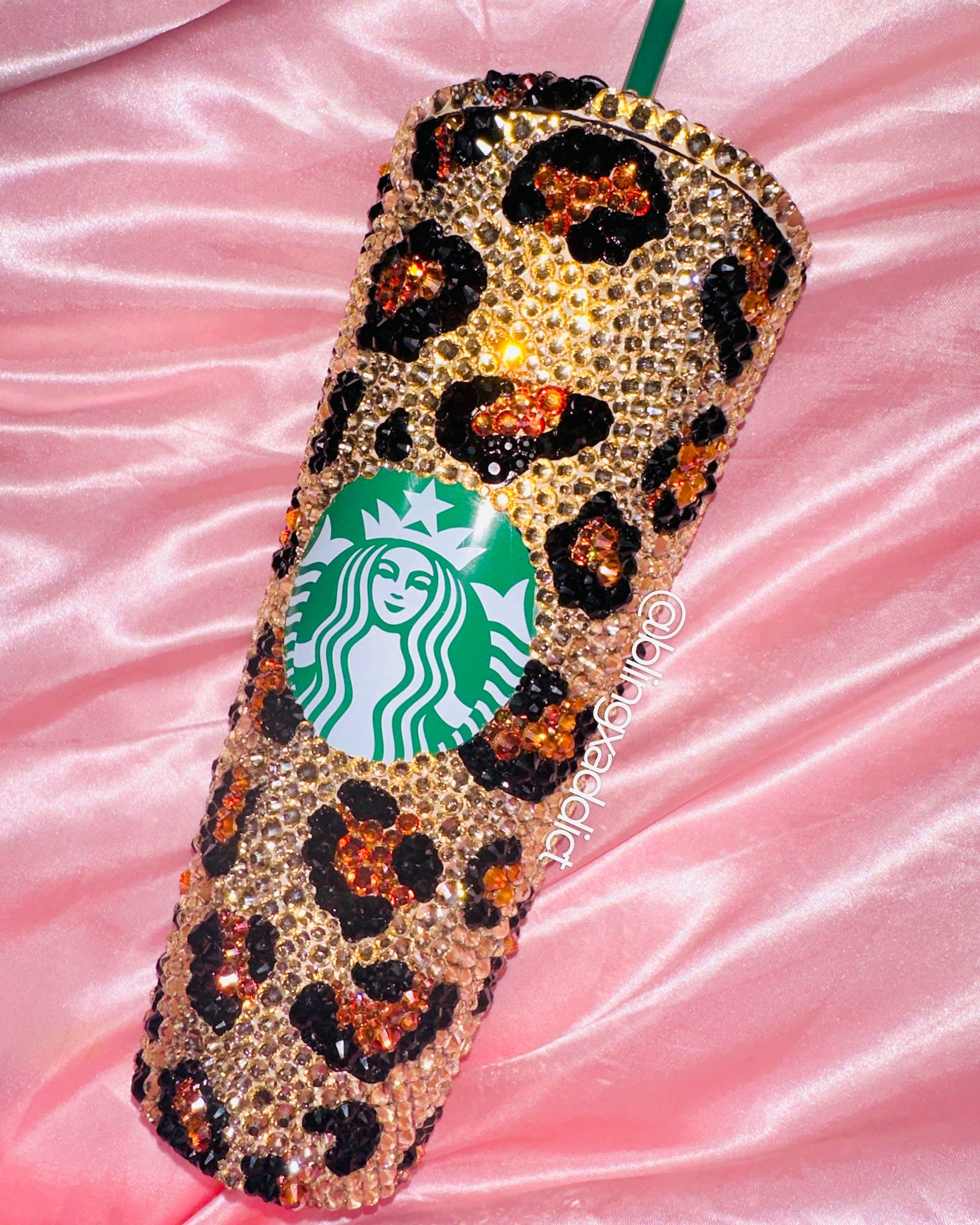 'Crystal My Spots' Cheetah Print Bling Starbucks Tumbler Cup 24oz No by BlingxAddict | BlingxAddict