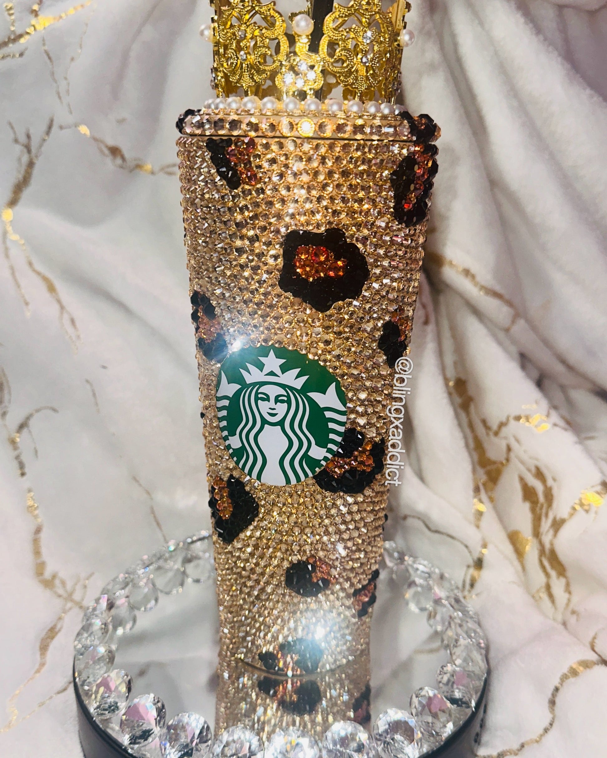 'Crystal My Spots' Cheetah Print Bling Starbucks Tumbler Cup by BlingxAddict | BlingxAddict