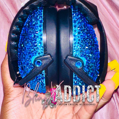 Crystalized Hearing Protection and Noise Reduction Earmuffs Lightweight, Adjustable and Foldable NRR 20dB Blue CLOTHING, SHOES & ACCESSORIES by BlingxAddict | BlingxAddict