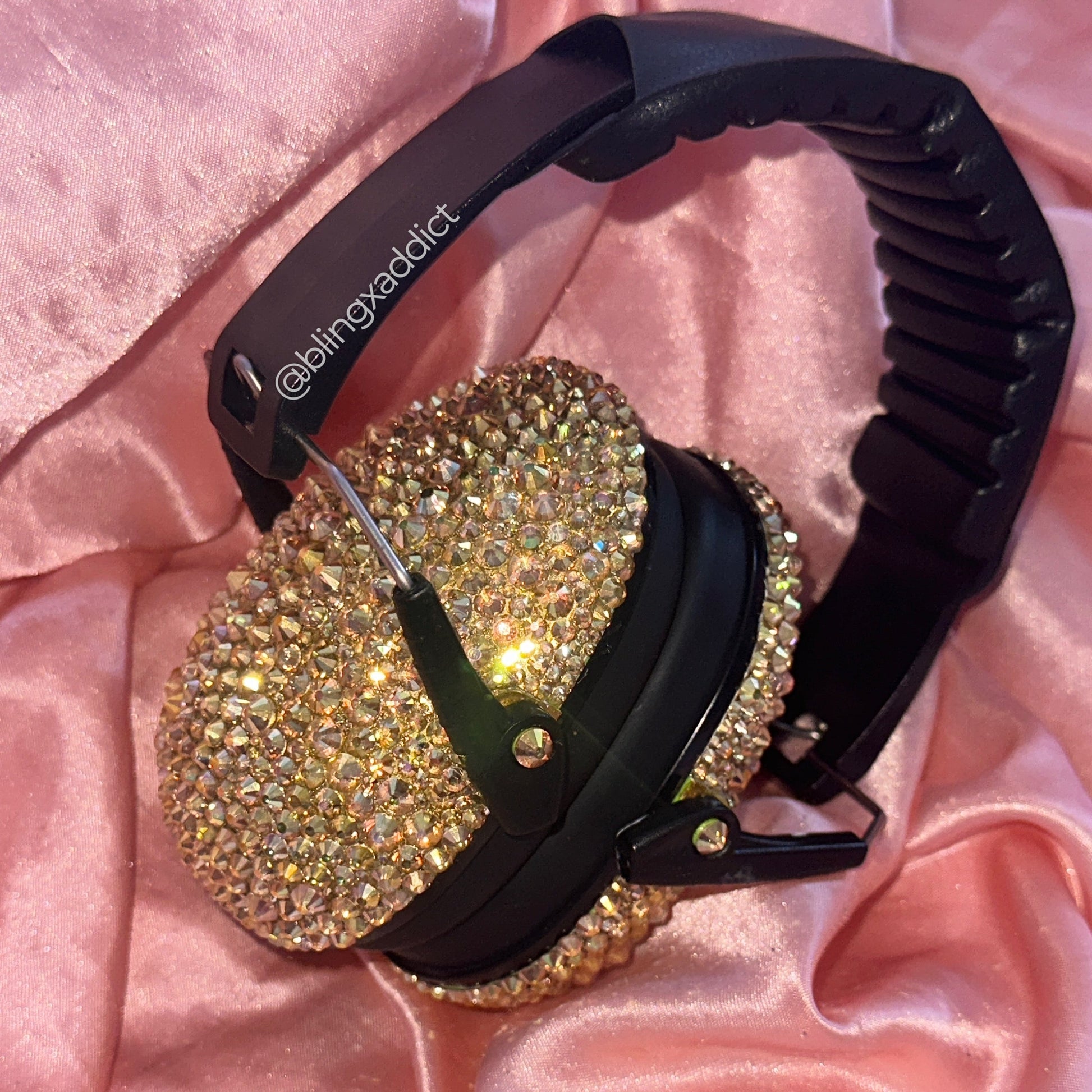 Crystalized Hearing Protection and Noise Reduction Earmuffs Lightweight, Adjustable and Foldable NRR 20dB Gold CLOTHING, SHOES & ACCESSORIES by BlingxAddict | BlingxAddict