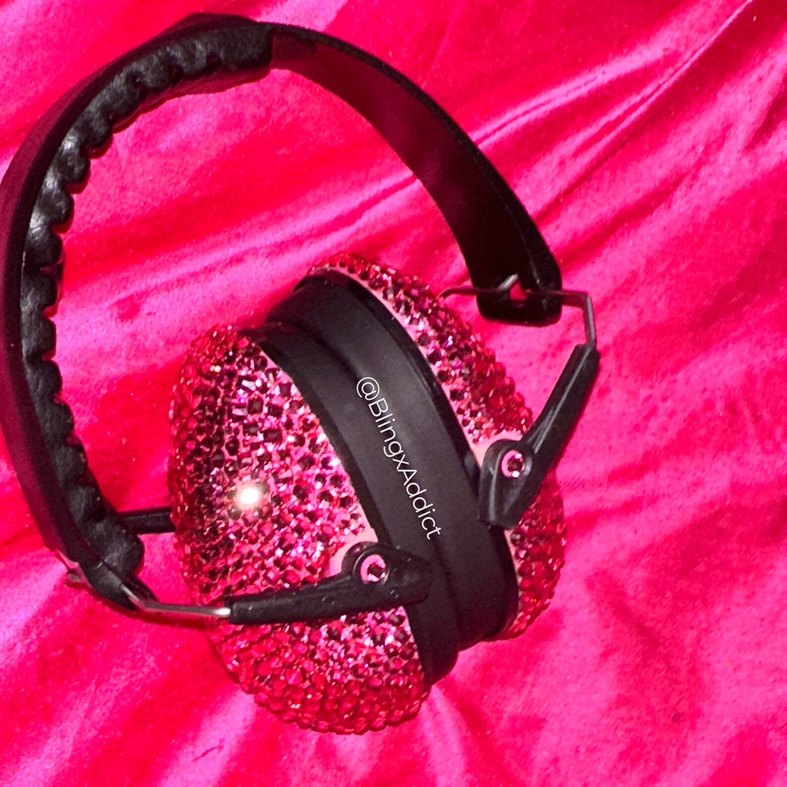 Crystalized Hearing Protection and Noise Reduction Earmuffs Lightweight, Adjustable and Foldable NRR 20dB Hot Pink CLOTHING, SHOES & ACCESSORIES by BlingxAddict | BlingxAddict