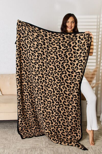 Cuddley Leopard Decorative Throw Blanket Black One Size Home by Trendsi | BlingxAddict