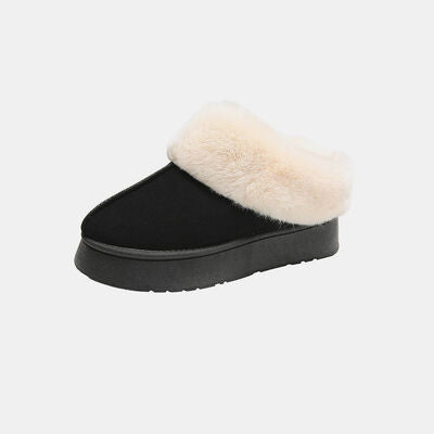 Furry Chunky Platform Slippers Black 35(US4) Shoes by Trendsi | BlingxAddict