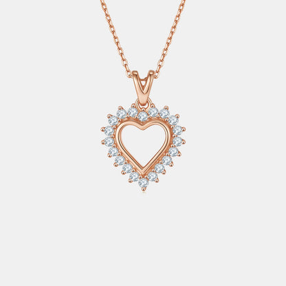 ‘Heart Ablaze’ - Moissanite 925 Sterling Silver Heart Pendant Necklace One Size by Trendsi | BlingxAddict