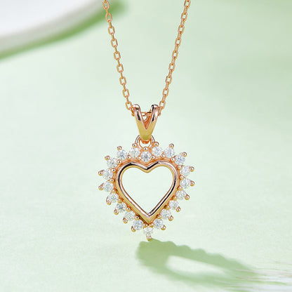 ‘Heart Ablaze’ - Moissanite 925 Sterling Silver Heart Pendant Necklace Rose Gold One Size by Trendsi | BlingxAddict