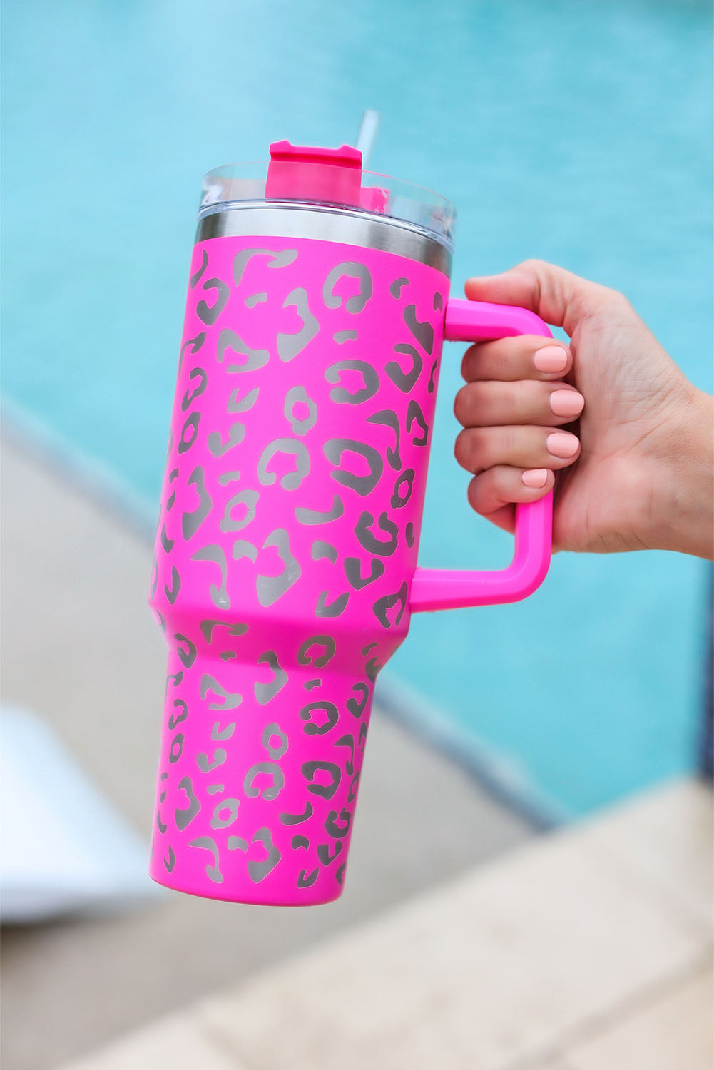 Hot Pink Leopard Spotted Stainless Double Insulated Cup 40oz Accessories by BlingxAddict | BlingxAddict