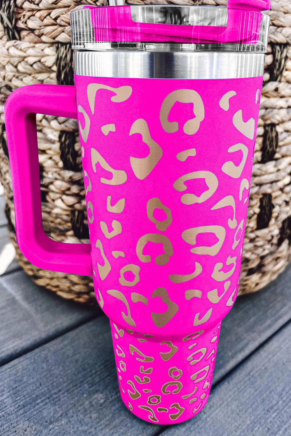Hot Pink Leopard Spotted Stainless Double Insulated Cup 40oz Accessories by BlingxAddict | BlingxAddict