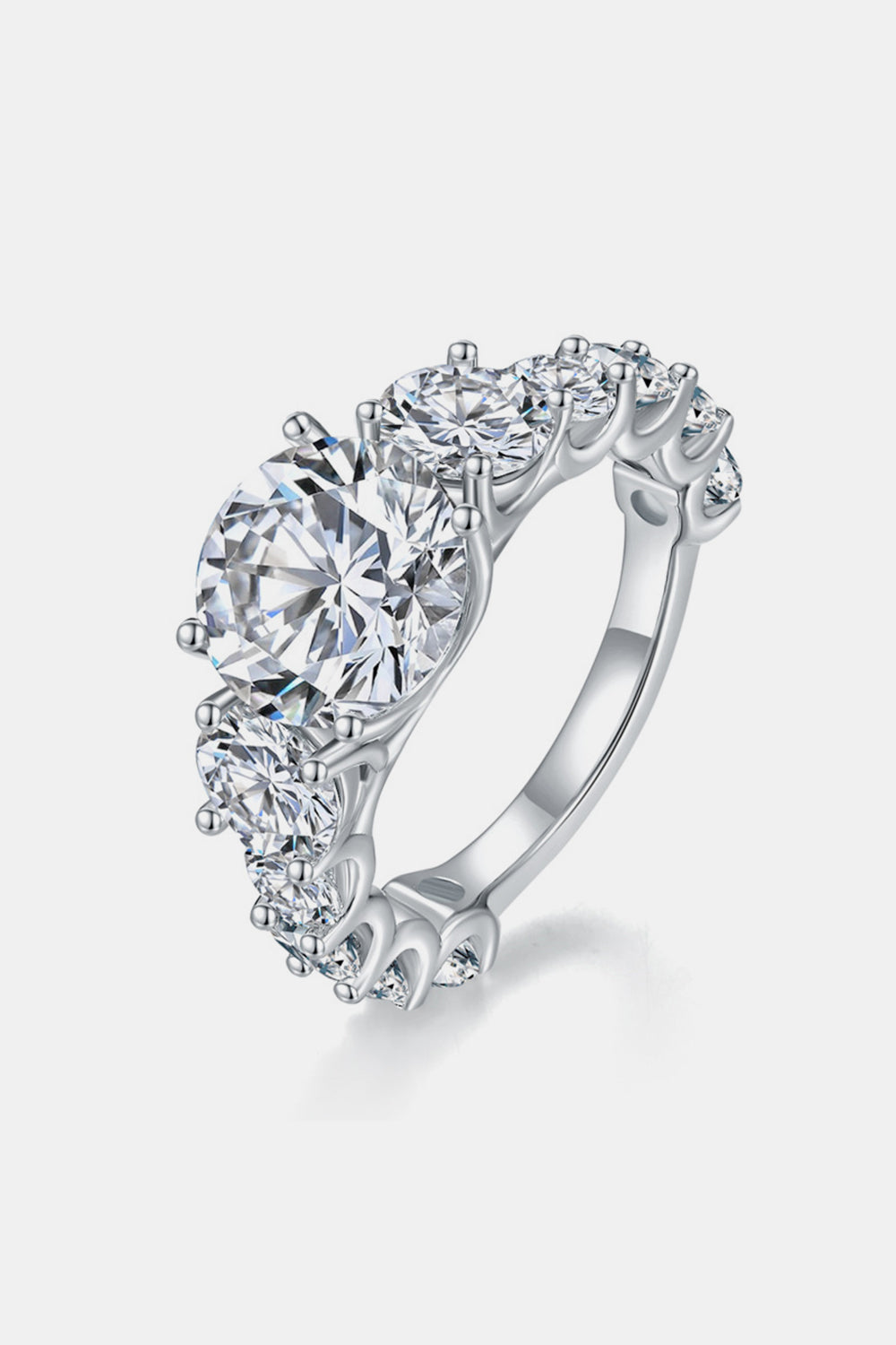 8 Carat Moissanite 925 Sterling Silver Ring Silver by Trendsi | BlingxAddict