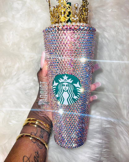  Crystal Ab & Neon Bling  Starbucks Crown Tumbler