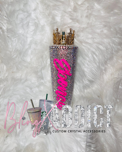 I’m The Queen - Custom Swarovski Crystal Ab & Neon Bling 24oz Starbucks Crown Tumbler by BlingxAddict | BlingxAddict