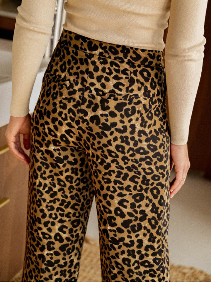 Leopard Wide Leg Pants Leopard by Trendsi | BlingxAddict
