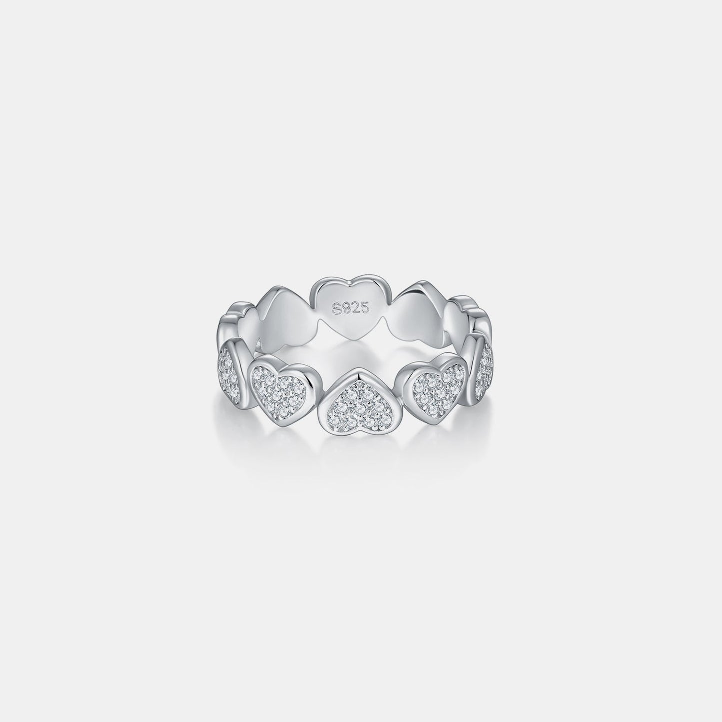 ‘Love Circle’ Moissanite 925 Sterling Silver Heart Shape Ring Silver by Trendsi | BlingxAddict