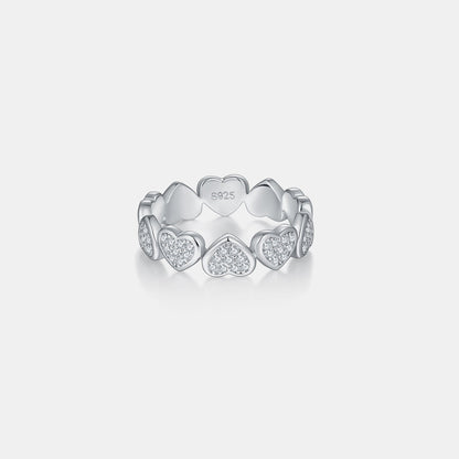 ‘Love Circle’ Moissanite 925 Sterling Silver Heart Shape Ring Silver by Trendsi | BlingxAddict