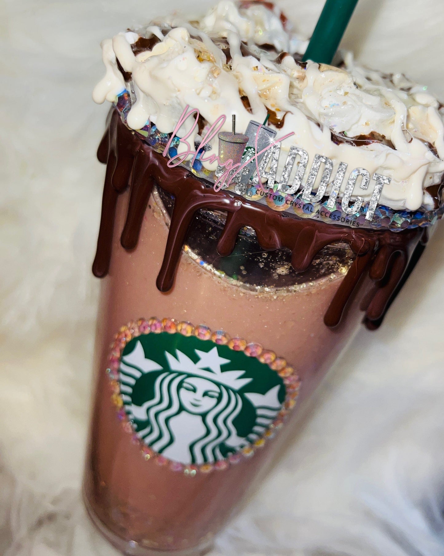 ‘Love You A Latte’ Deco Glitter Globe 24oz Starbucks Tumbler No 16oz Tumblers by Bling Addict | BlingxAddict