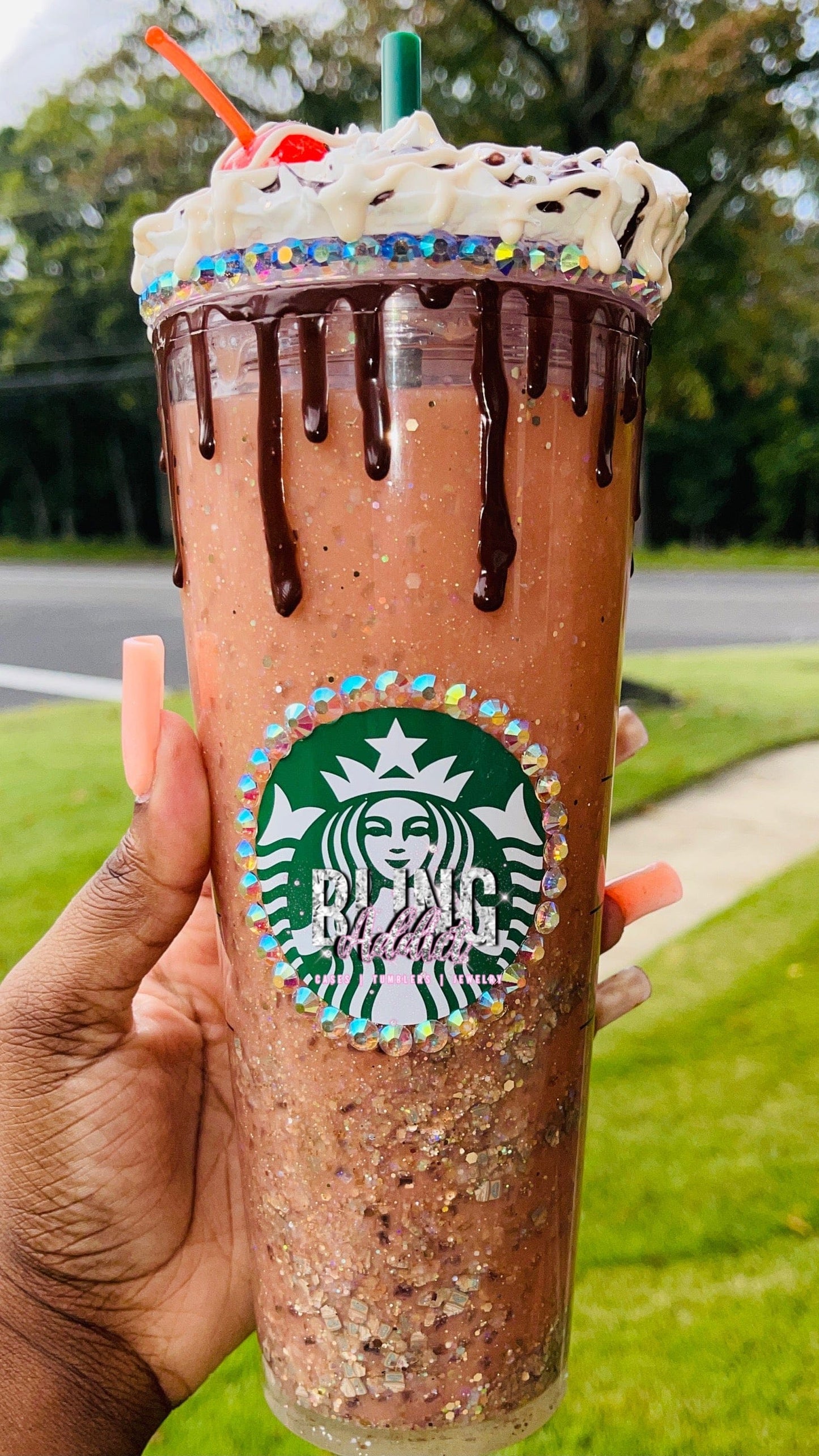 ‘Love You A Latte’ Deco Glitter Globe 24oz Starbucks Tumbler Tumblers by Bling Addict | BlingxAddict