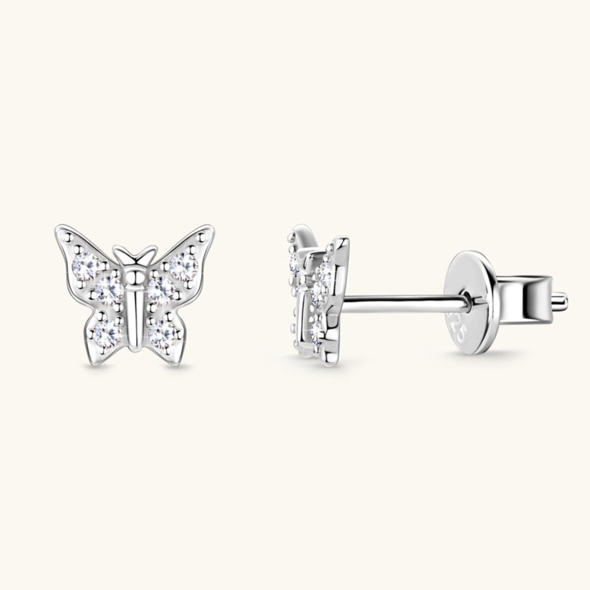 Moissanite 925 Sterling Silver Butterfly Stud Earrings One Size Earrings by Trendsi | BlingxAddict