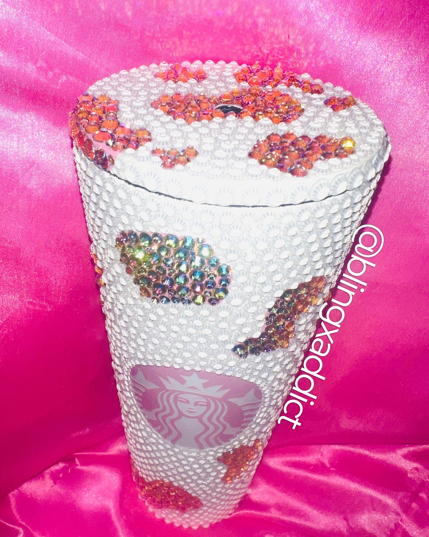 'Need Some Milk?' Custom Cow Print Crystal Starbucks Tumbler Cup Pink Ab Yes by BlingxAddict | BlingxAddict