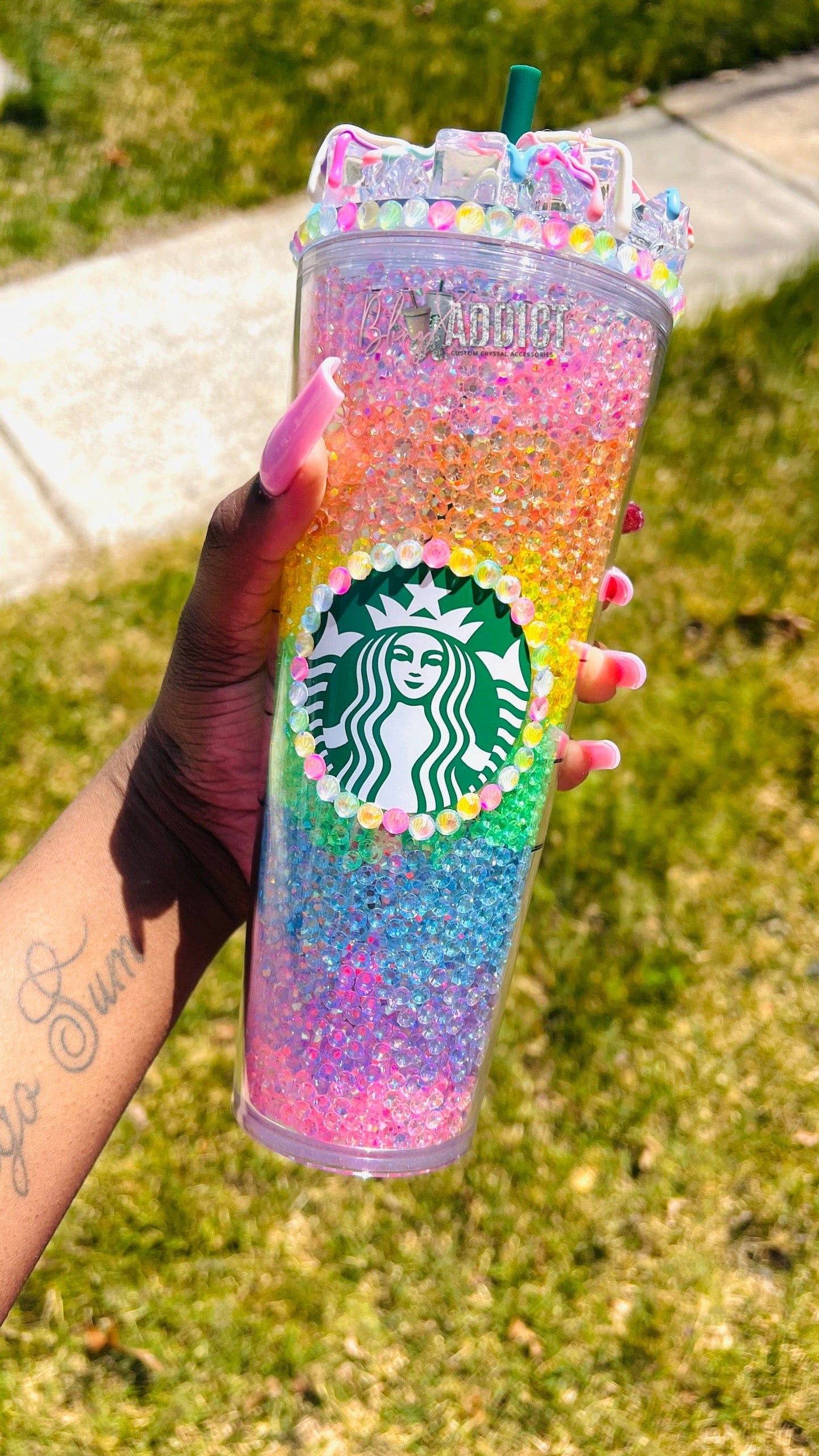‘Pastel Rainbow Crush’ Crystal Craze Starbucks Tumbler 24oz No by Bling Addict | BlingxAddict