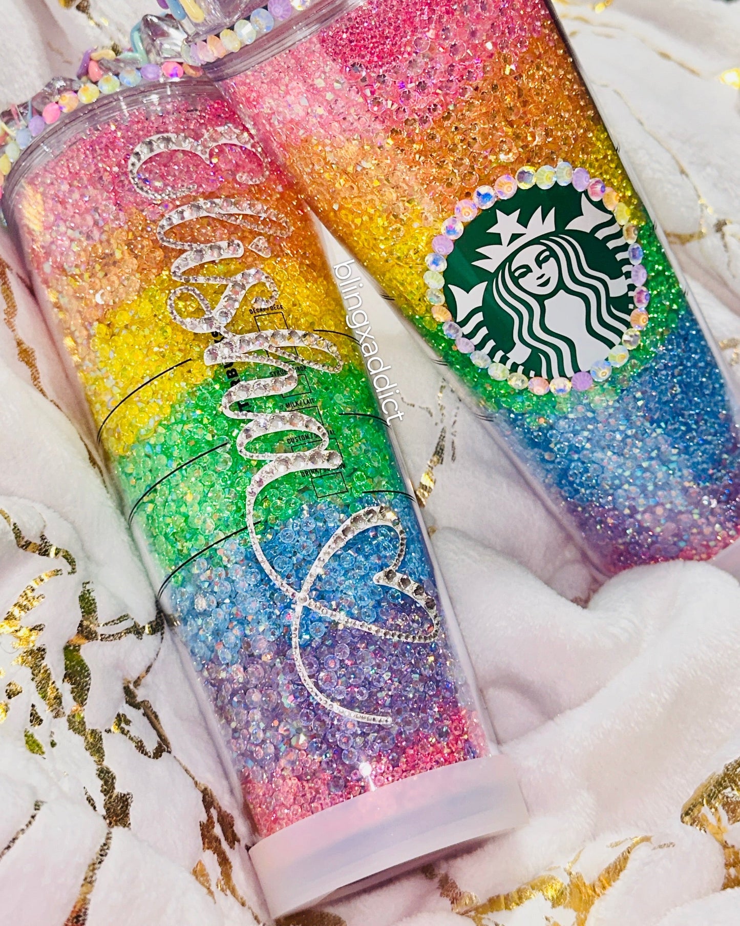 ‘Pastel Rainbow Crush’ Crystal Craze Starbucks Tumbler by Bling Addict | BlingxAddict
