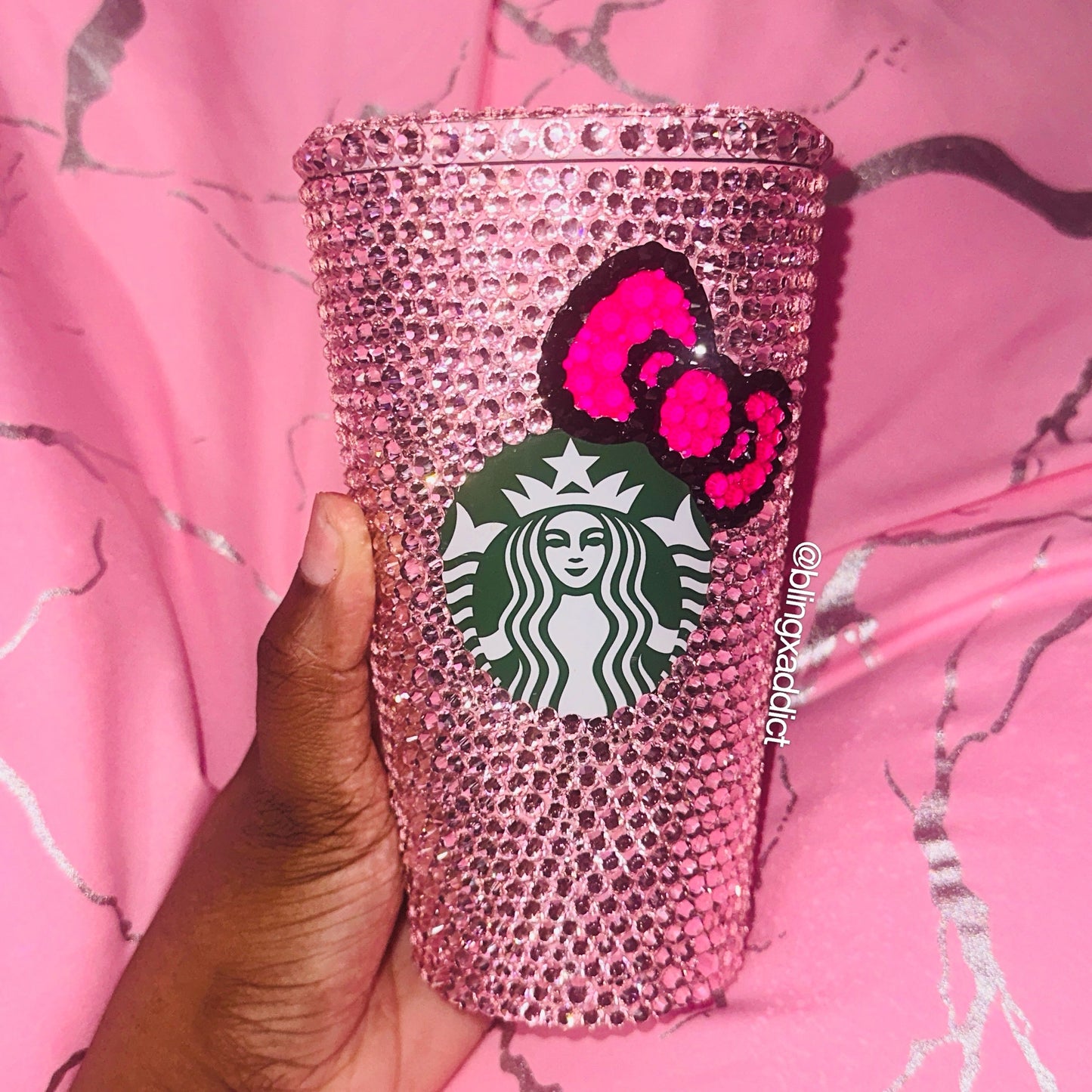 ‘Pretty Pink Bow’ Hello Kitty Bling Starbucks Crystal Tumbler by Bling Addict | BlingxAddict