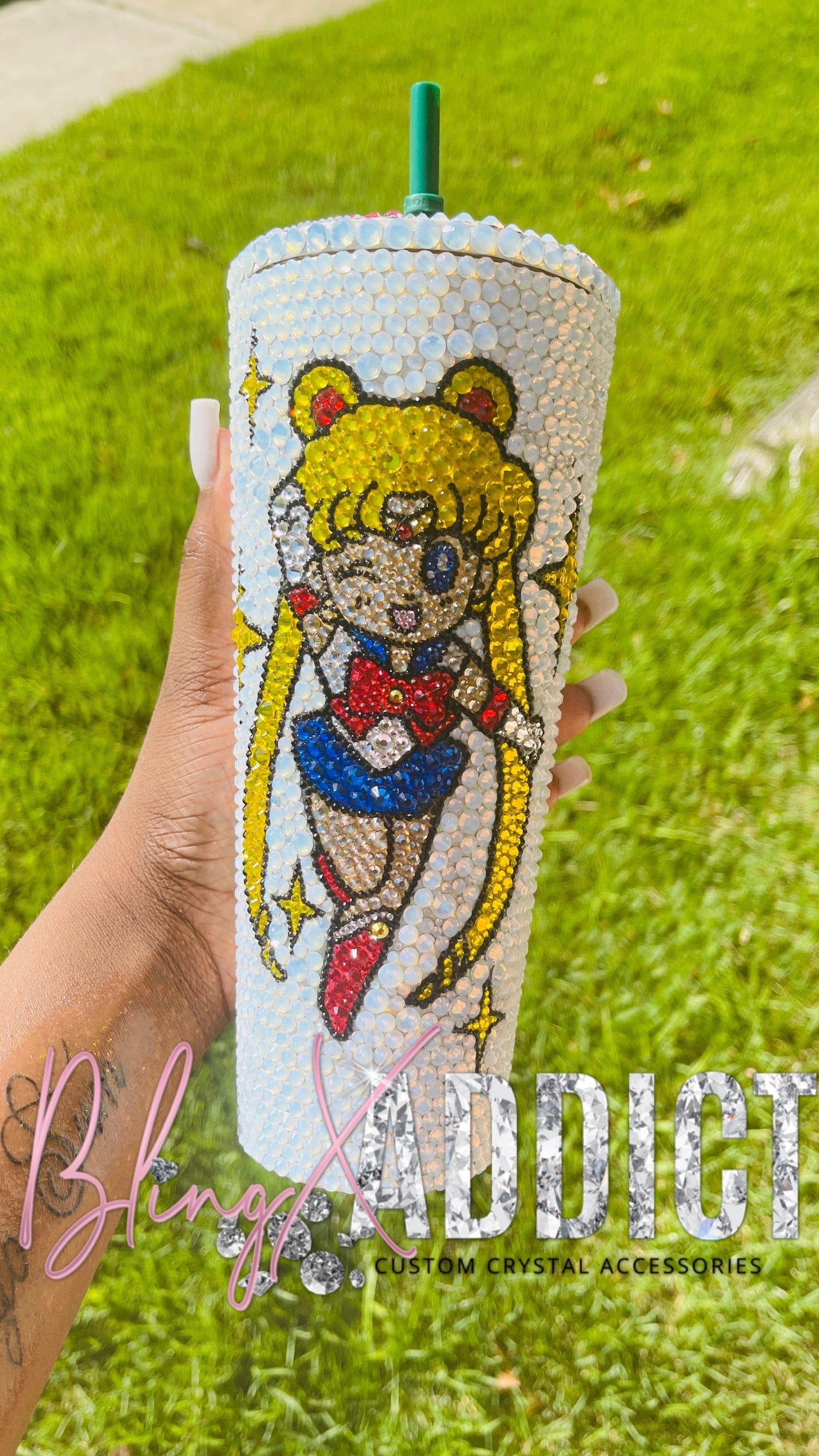 Sailor Moon Chibi Bling Starbucks Tumbler 16oz Regular Chibi Sailor Moon No Tumblers by Bling Addict | BlingxAddict