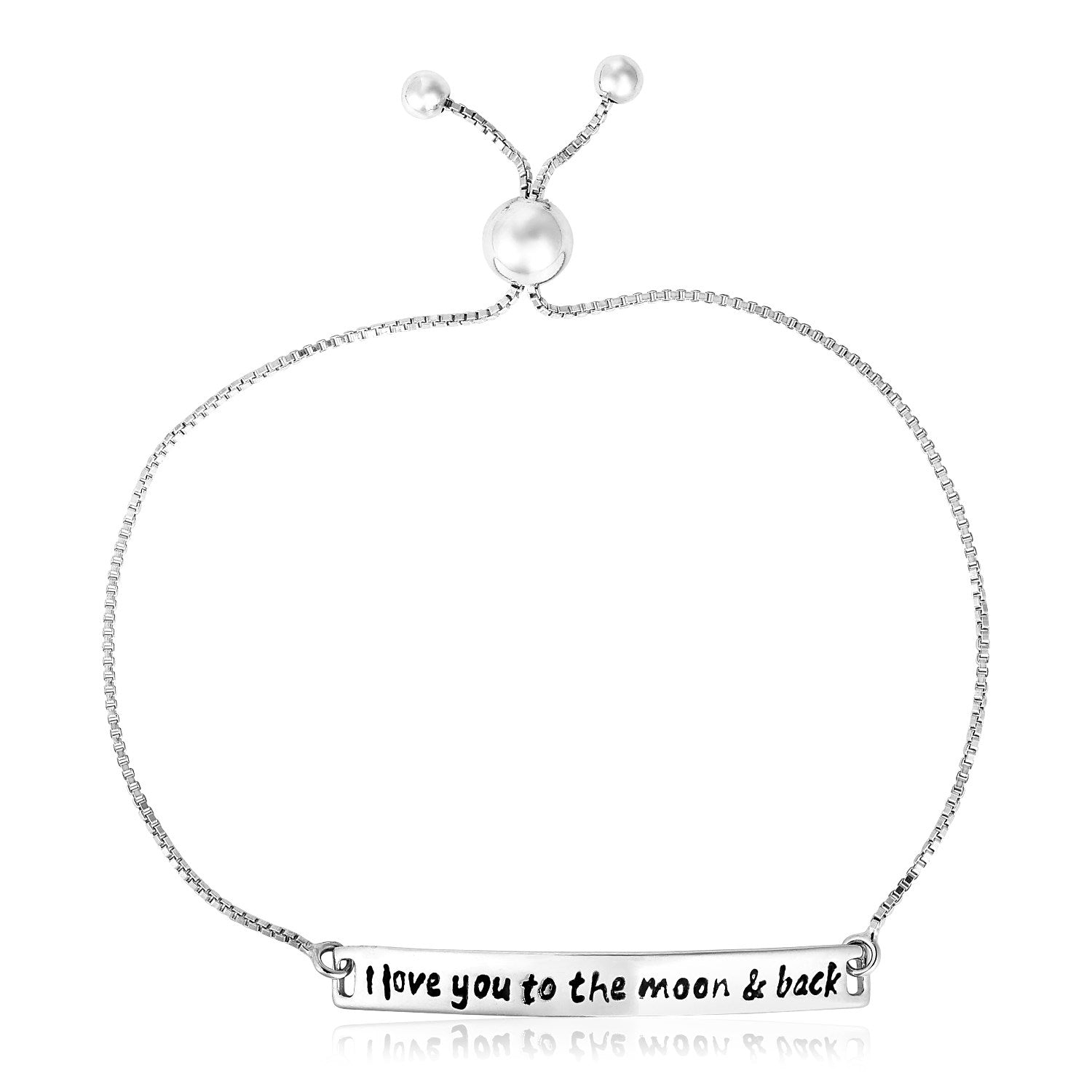 Sterling Silver Adjustable I Love You to the Moon and Back Bracelet 9.25" ELECTRONICS by MerchMixer | BlingxAddict