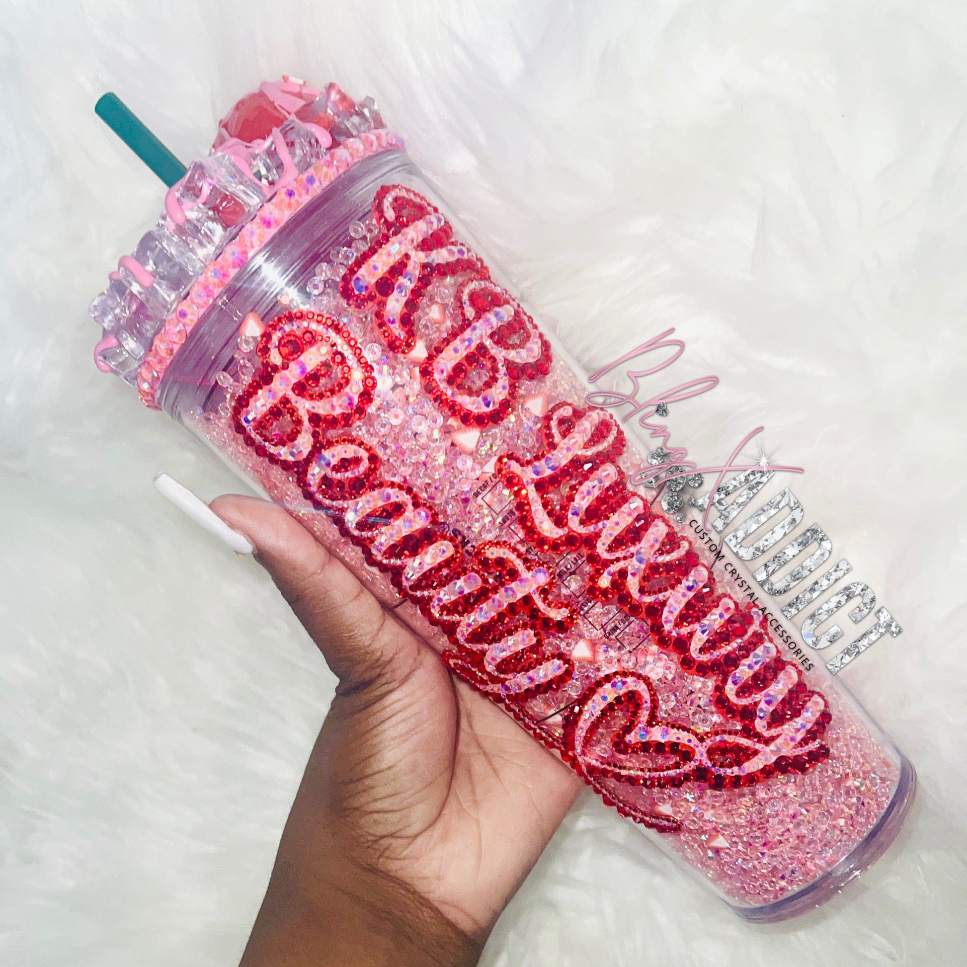 ‘Strawberry Crush’ Crystal Craze Starbucks Tumbler 24oz Yes by Bling Addict | BlingxAddict