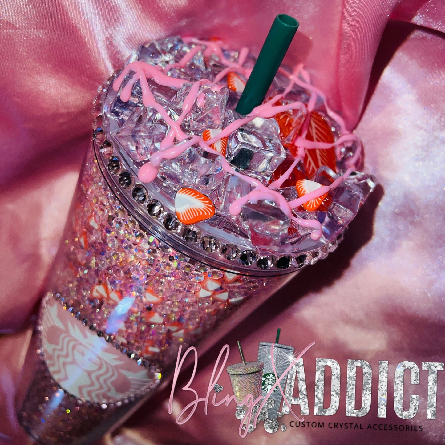 ‘Strawberry Crush’ Crystal Craze Starbucks Tumbler by Bling Addict | BlingxAddict