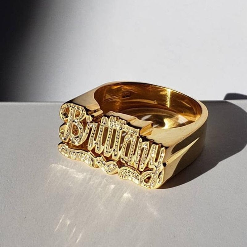 'What Yo Name Is?' Custom Diamond-Cut Name Ring 5 Gold United States Rings by Bling Addict | BlingxAddict