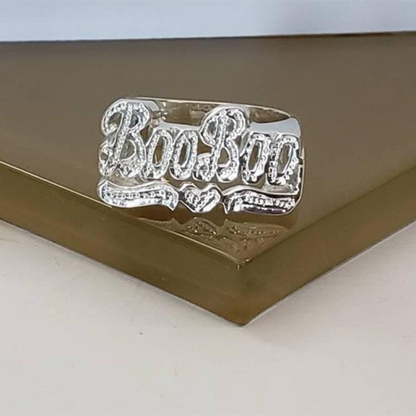 'What Yo Name Is?' Custom Diamond-Cut Name Ring 5 Silver United States Rings by Bling Addict | BlingxAddict