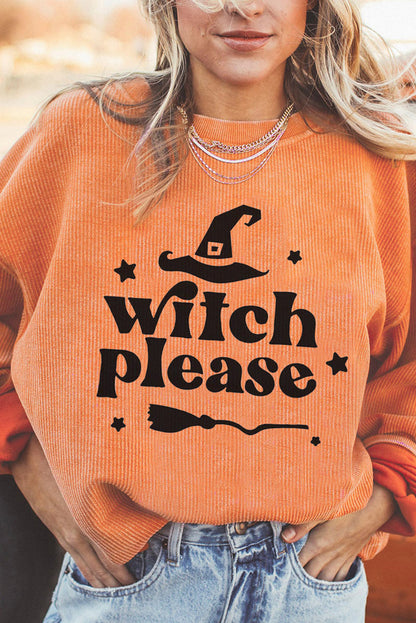 WITCH PLEASE Graphic Dropped Shoulder Sweatshirt Sherbet CLOTHING, SHOES & ACCESSORIES by Trendsi | BlingxAddict