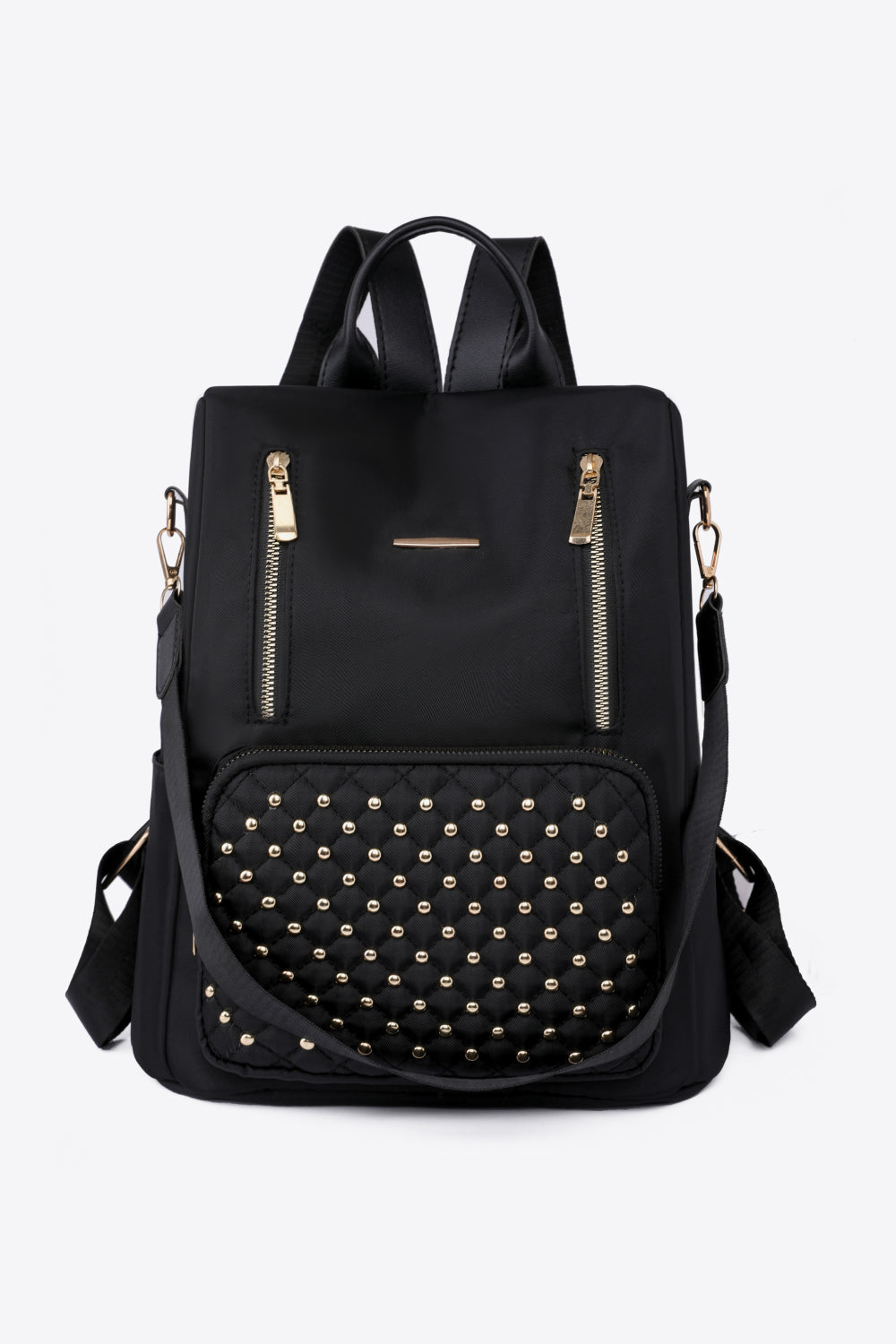Zipper Pocket Beaded Backpack Black One Size by Trendsi | BlingxAddict