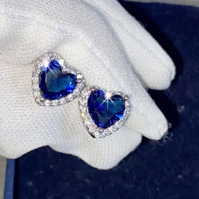 'Alicia' Crystal Sterling Silver Stud Earrings Blue Earrings by Bling Addict | BlingxAddict