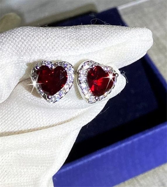 'Alicia' Crystal Sterling Silver Stud Earrings Red Earrings by Bling Addict | BlingxAddict