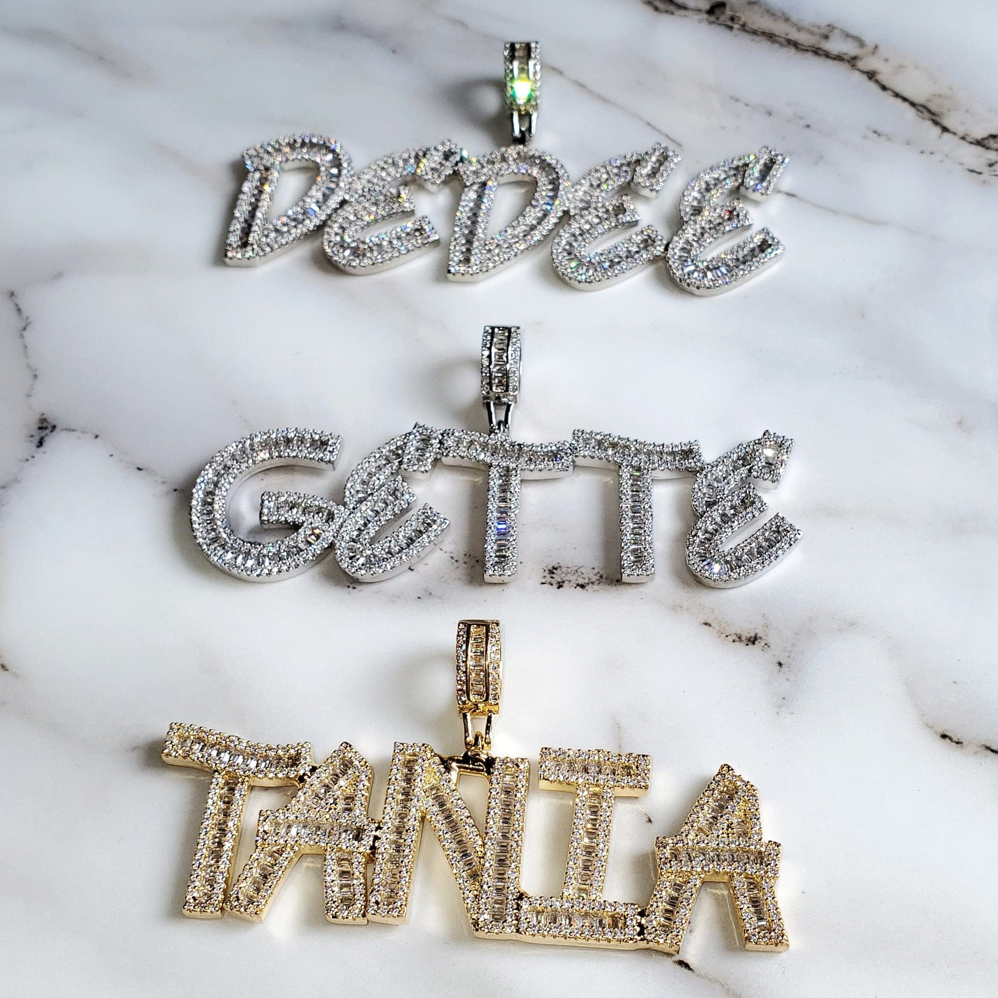 'All My Girls Are Ballerz' Custom Baguette Tennis Chain Necklace Necklaces by BlingxAddict | BlingxAddict