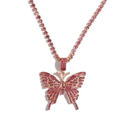 'Always Fly' Butterfly Pendant Necklace Pink Necklaces by Bling Addict | BlingxAddict
