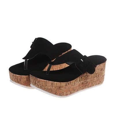 'Beach Mom' Wedge Flip Flop Black 8 Shoes by BlingxAddict | BlingxAddict