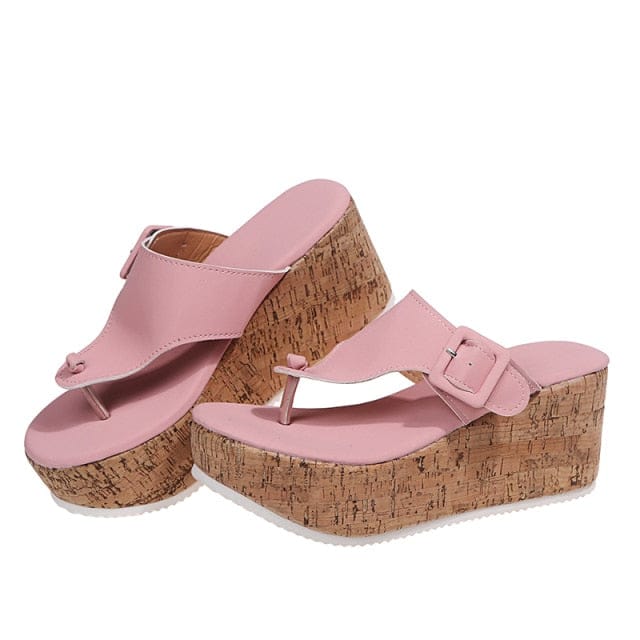 'Beach Mom' Wedge Flip Flop Pink 12 Shoes by BlingxAddict | BlingxAddict
