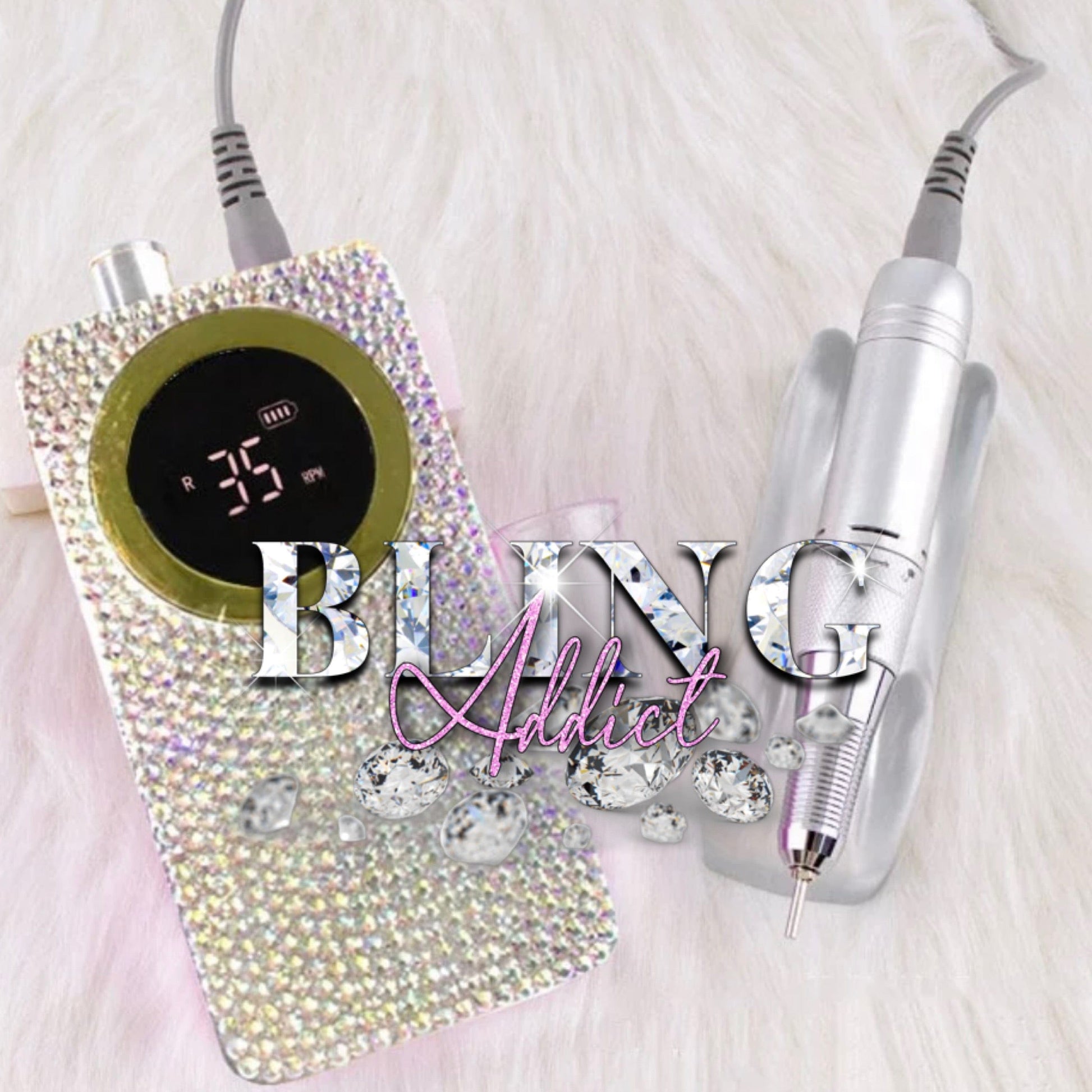 Bedazzled Crystal Portable Charging Nail E-File Crystal Ab Nails by Bling Addict | BlingxAddict