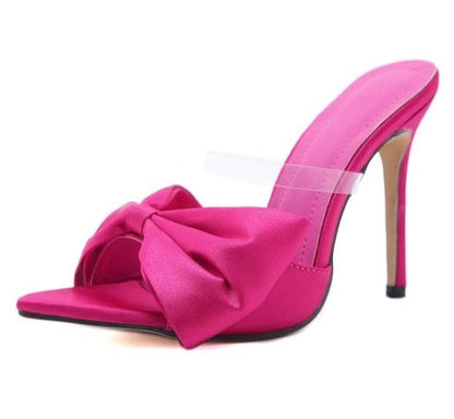 'Betsey' Butterfly-Knot Peep Toe Stiletto Heels Pink 7 High Heels by Bling Addict | BlingxAddict